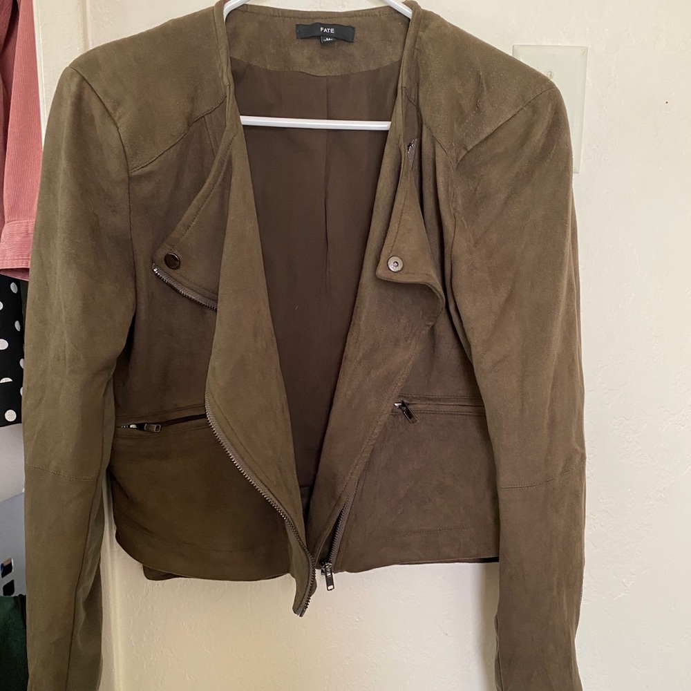 Dark olive green suede jacket